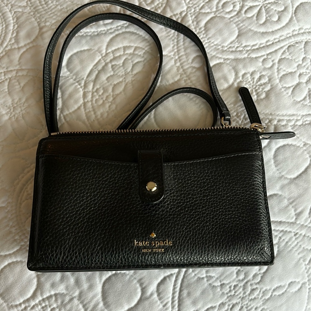 Pebble grain soft leather purse with phone compartment & card holder pockets